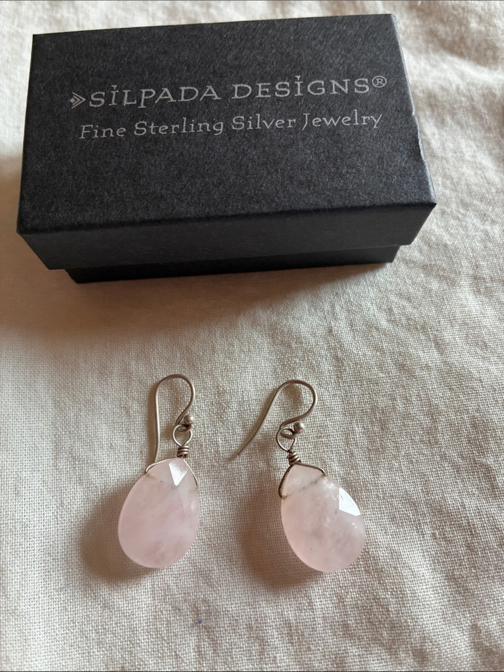 Rose Quartz Silpada Sterling Silver Drop Earrings W1057 Rare
